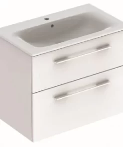 Set PROMO mobilier baza si lavoar Geberit Selnova Square 78,8x48xH63,5 cm alb lucios