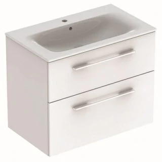 Set PROMO mobilier baza si lavoar Geberit Selnova Square 78,8x48xH63,5 cm alb lucios