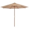 vidaXL Umbrelă soare de exterior, stâlp metalic, 300 cm, gri taupe