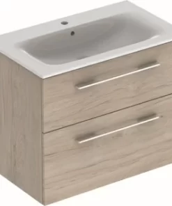 Set PROMO mobilier baza si lavoar Geberit Selnova Square 78,8x48xH63,5 cm maro deschis