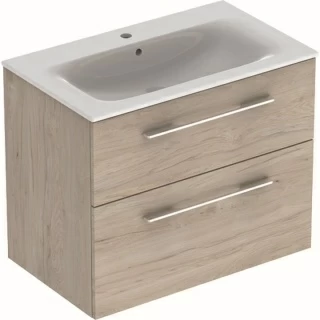 Set PROMO mobilier baza si lavoar Geberit Selnova Square 78,8x48xH63,5 cm maro deschis