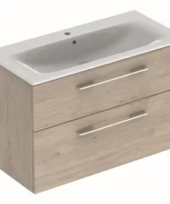 Set PROMO mobilier baza si lavoar Geberit Selnova Square 98,8x48xH63,5 cm maro deschis