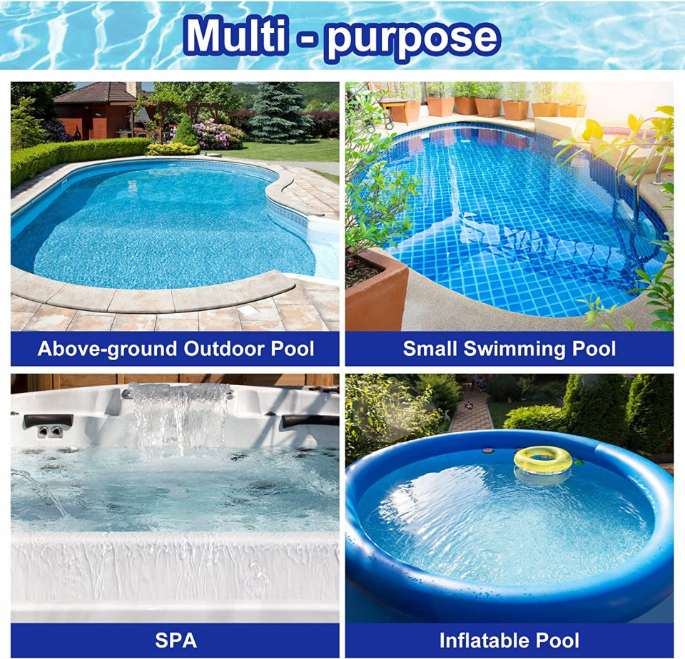 Cap de aspirare cu perie si sac pentru curatarea piscinii S-Union, plastic/textil, alb/albastru - imagine 2