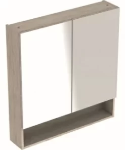 Dulap cu oglinda Geberit Selnova Square cu doua usi 58,8x17,5xH85 cm maro deschis