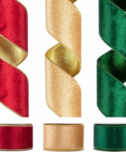 Set de 3 role de panglica Busy Bee, textil, rosu/auriu/verde, 9,14 cm