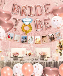 Alternative view of Set decoratiuni pentru nunta Jga, folie/latex, alb/rose, 34 piese