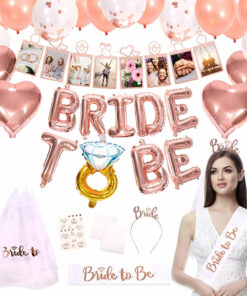 Set decoratiuni pentru nunta Jga, folie/latex, alb/rose, 34 piese