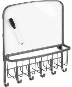 Suport pentru chei mDesign cu tabla de scris, metal, gri grafit, 26,9 x 6,9 x 30,5 cm