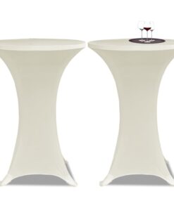 vidaXL Husă de masă cu picior Ø60 cm, 2 buc., crem, elastic