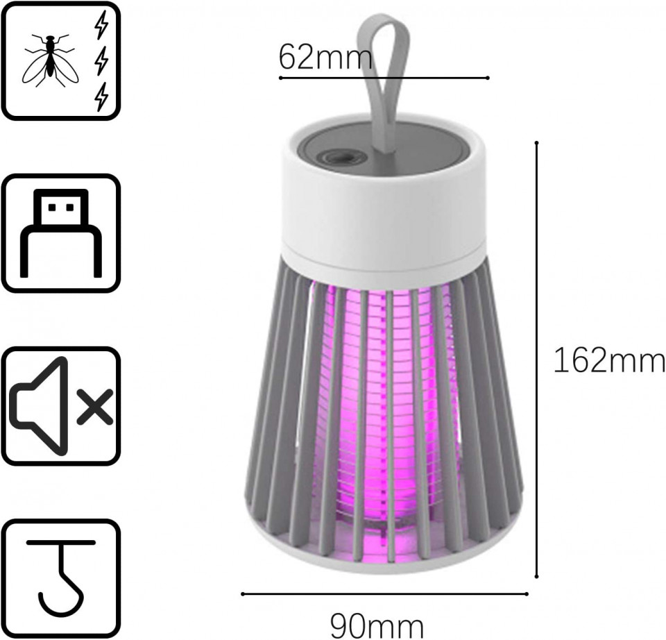 Aparat electric anti-insecte Yisscen, plastic, alb/gri, 9 x 16,2 x 6,2 cm - imagine 7
