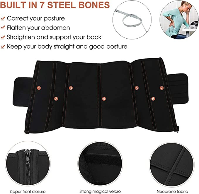 Corset modelator FeelinGirl, neopren/poliamida, negru, marimea XXL - imagine 5