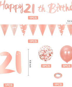 Alternative view of Set aniversar GRESAHOM, 21 ani, poliester/folie/latex, roz, 14 piese