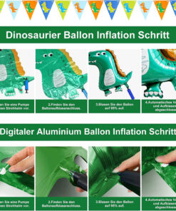 Alternative view of Set aniversar GRESAHOM, cifra 8, cu dinozauri, latex/folie, multicolor