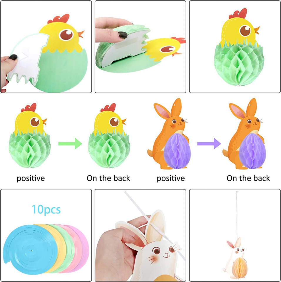 Set decoratiuni pentru Paste LANMOK, 21 piese, hartie/plastic, multicolor - imagine 3