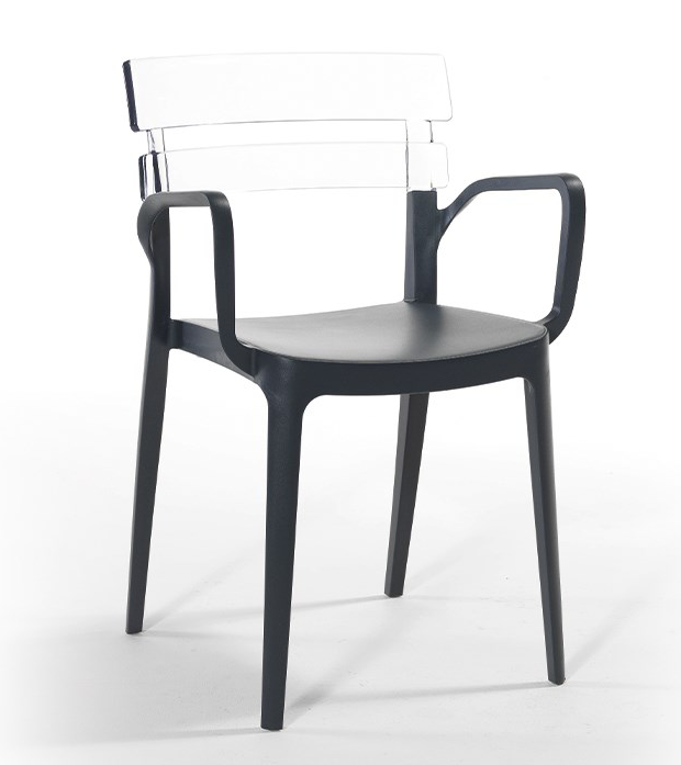 RAKI BERMUDA BISTRO Scaun terasa cu brate, 54,5x51xh81,6cm din polipropilena cu fibra de sticla
