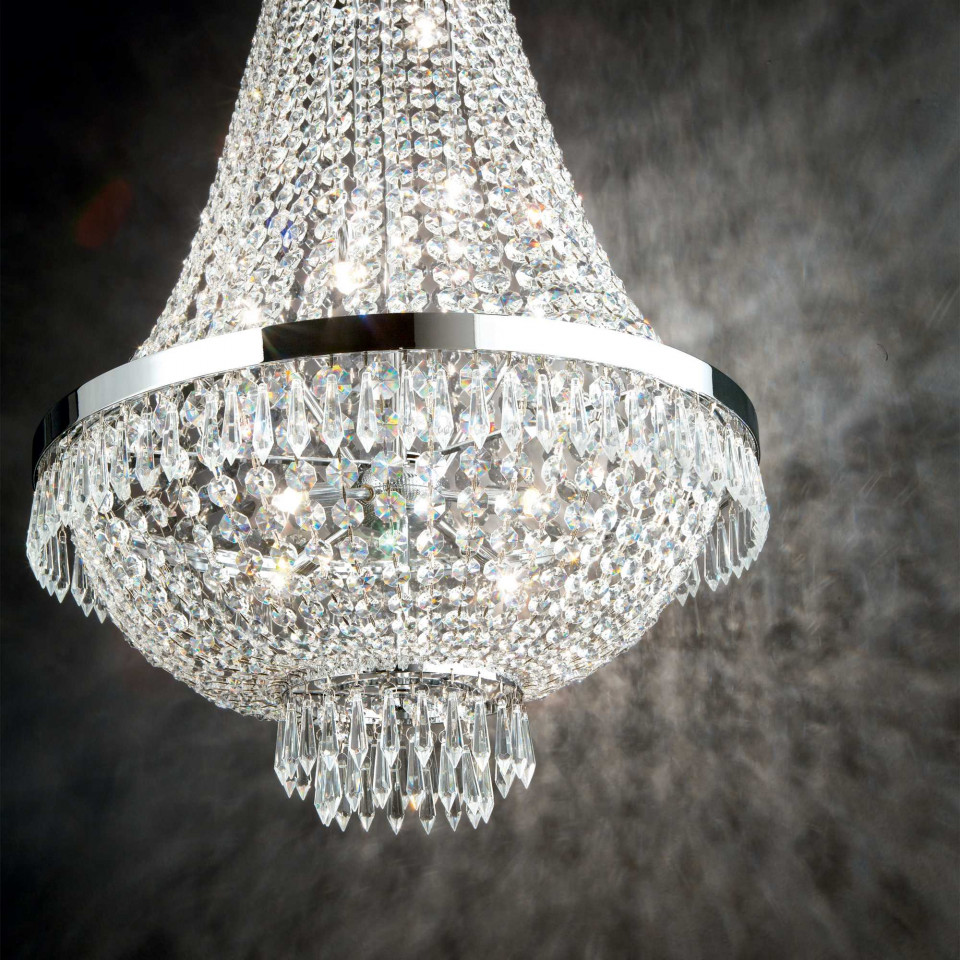 Candelabru CAESAR SP12, metal, cristale, crom, 12 becuri, dulie G9, 114279, Ideal Lux - imagine 2