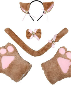 Costum de pisica Amycute, plus, maro/roz, 5 piese