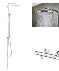 Pachet: Coloana dus Grohe Tempesta 250,palarie rotunda, baterie cabina dus Grohtherm 500 (26675000,34793000)