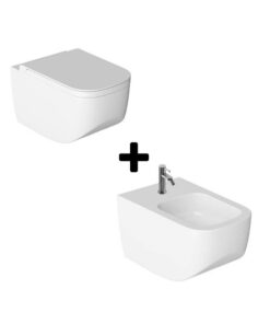 Set vas wc cu capac softclose si bideu suspendat Hatria Next Pure Rim