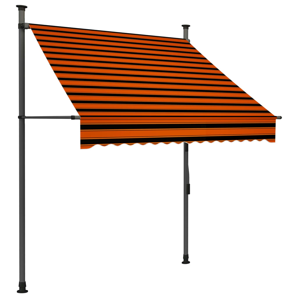 vidaXL Copertină retractabilă manual cu LED, portocaliu & maro, 150 cm