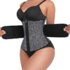 Corset modelator FeelinGirl, neopren/poliamida, gri/negru, marimea 3XL