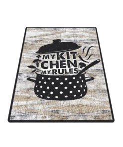 Covor de bucatarie Catinus,Bej/Negru, anti-alunecare, lavabila, 100 x 200 cm