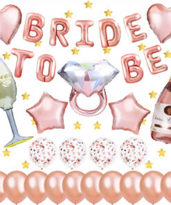 Set aniversar Lishang, folie/latex, alb/rose, 27 piese