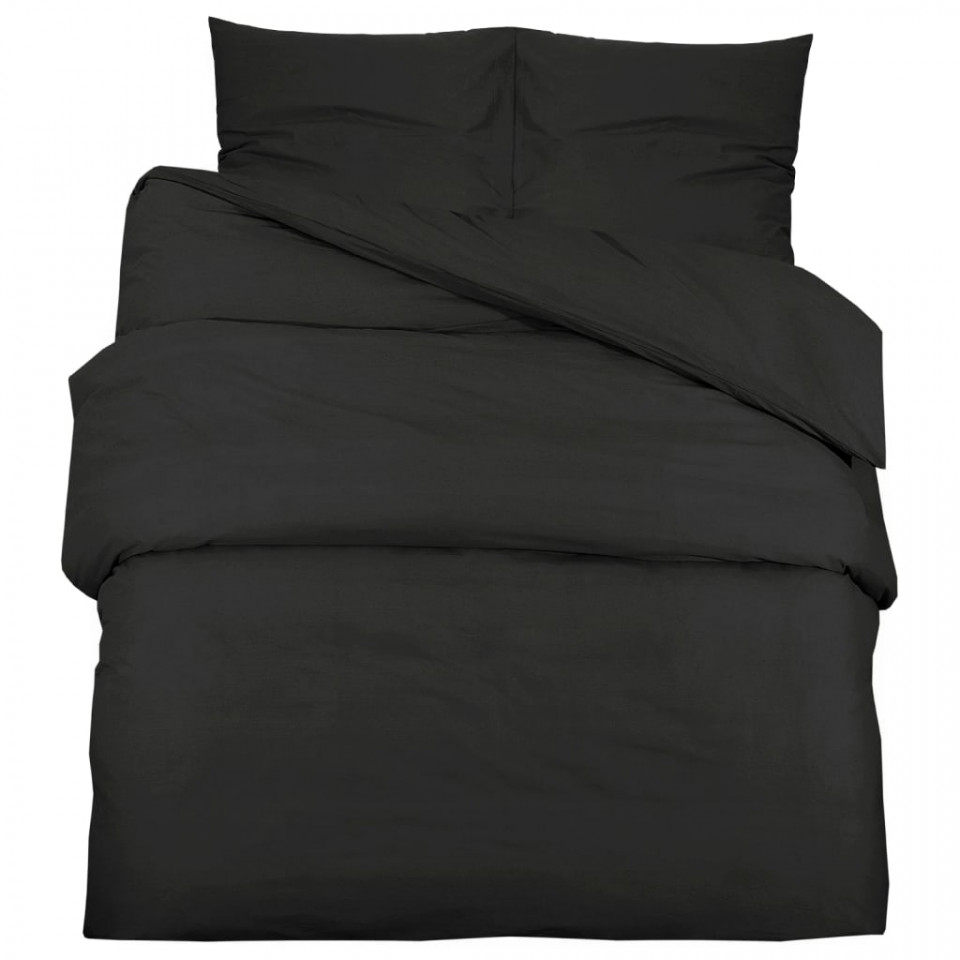 Set cu husă de pilotă, negru, 220x240 cm, microfibră - imagine 2