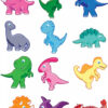 Set de 12 tatuaje cu dinozauri pentru copii Henbrandt, multicolor, 4 x 4 cm