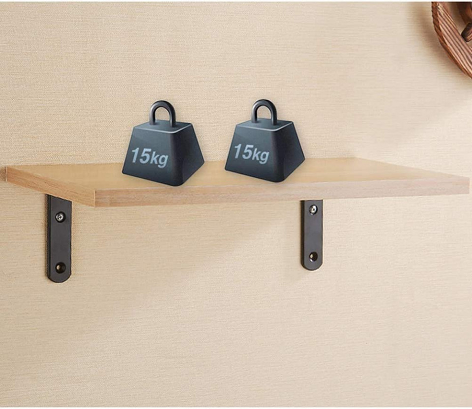 Set de 4 suporti pentru rafturi Kuou, otel inoxidabil, negru, 125 x 75 x 20 mm - imagine 3