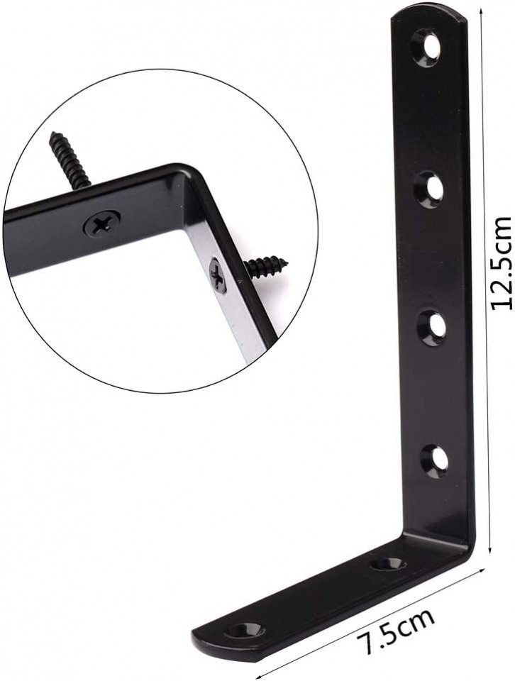 Set de 4 suporti pentru rafturi Kuou, otel inoxidabil, negru, 125 x 75 x 20 mm - imagine 7