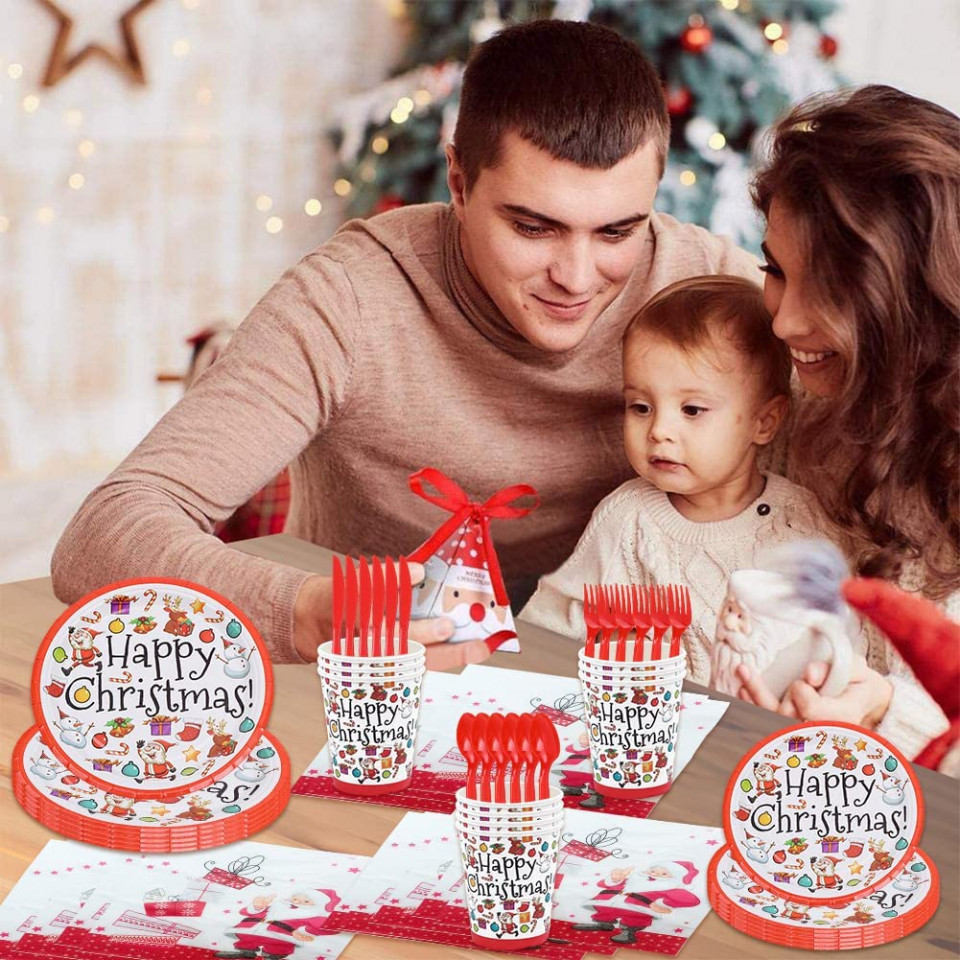 Set de vesela pentru petrecere Ksopsdey, hartie/plastic, multicolor, 82 piese - imagine 6