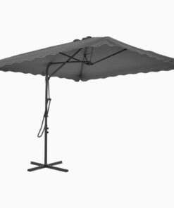 vidaXL Umbrelă soare de exterior, stâlp din oțel, antracit, 250x250 cm