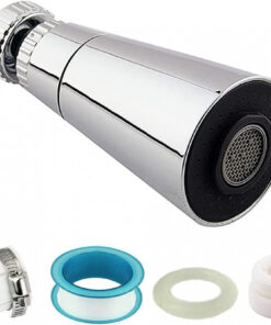 Aerator pentru robinet QSXX, plastic, argintiu/negru, 9,5 cm