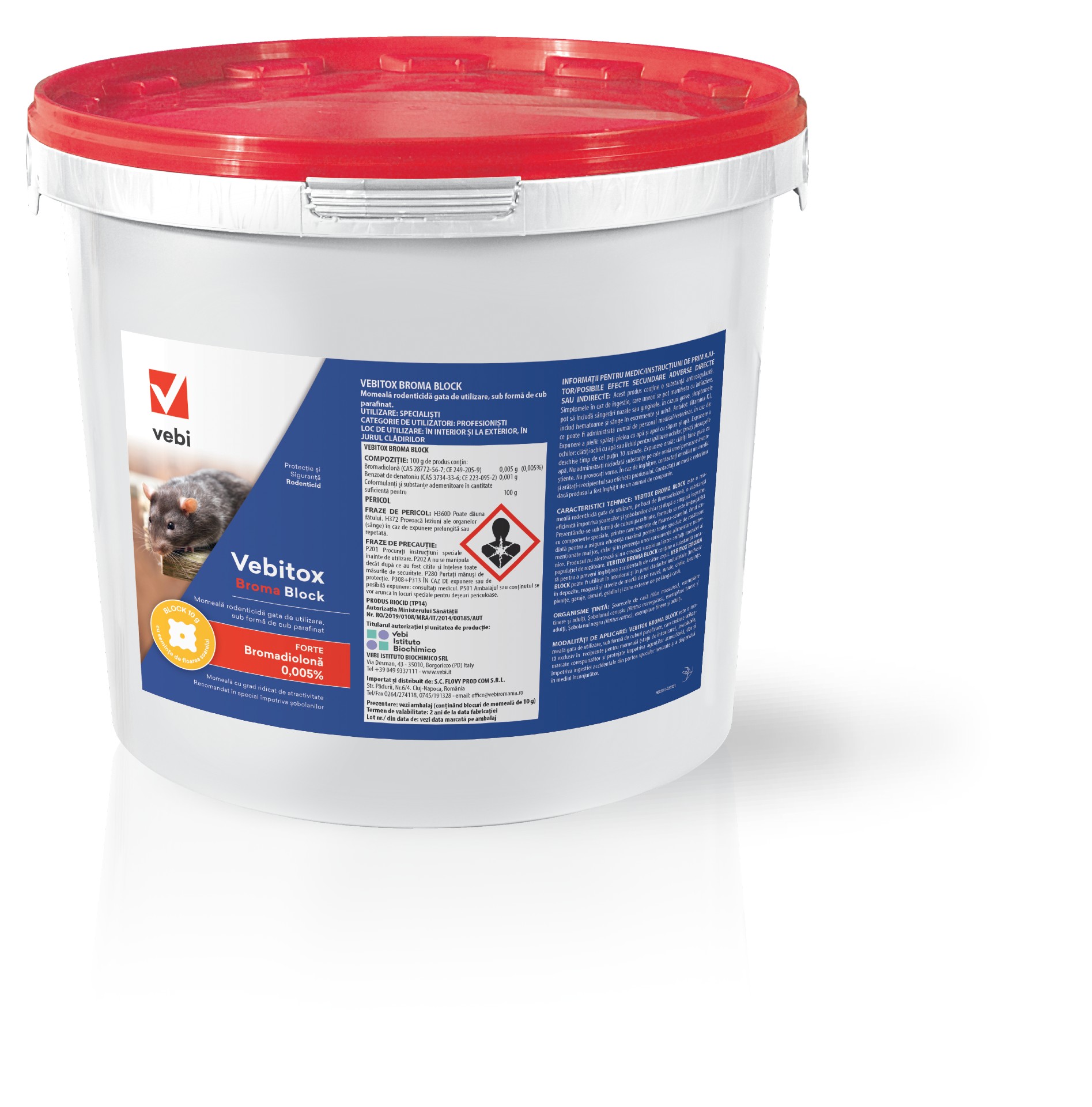 Raticid profesional otrava cuburi cerate Vebitox Broma Block 5 kg, anti soareci si sobolani - imagine 2