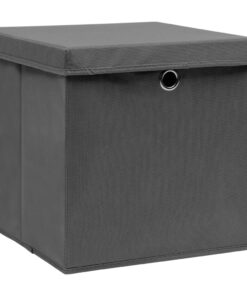 vidaXL Cutii depozitare cu capac, 4 buc., gri, 28x28x28 cm