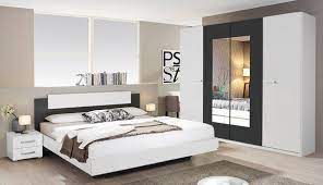 BORBA Cadru pat + 2 noptiere (180x200cm) alb alpin/ gri metalic - imagine 2