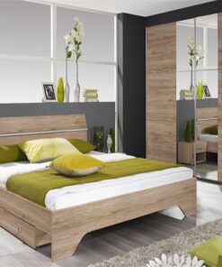 FELLBACH Cadru pat + 2 noptiere (160x200cm) stejar sanremo
