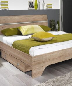 Alternative view of FELLBACH Cadru pat + 2 noptiere (160x200cm) stejar sanremo