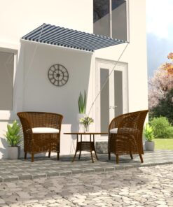 vidaXL Copertină retractabilă, albastru și alb, 150 x 150 cm