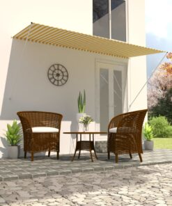 vidaXL Copertină retractabilă, galben și alb, 300 x 150 cm