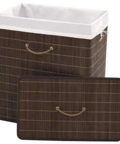 vidaXL Coș de rufe din bambus, maro închis, dreptunghiular