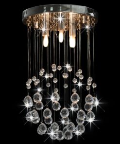 vidaXL Lustră cu mărgele de cristal, argintiu, sferă, 3 x bec G9