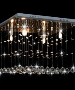 vidaXL Lustră cu mărgele de cristal, argintiu, cubic, G9