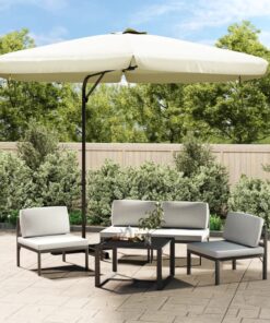 vidaXL Umbrelă soare de exterior cu stâlp din oțel, alb nisipiu 300 cm