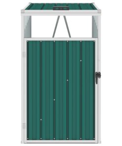 vidaXL Magazie pentru pubelă, verde, 72 x 81 x 121 cm, oțel
