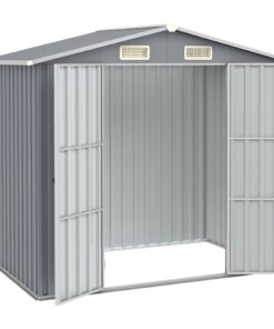 vidaXL Șopron de grădină, gri, 205 x 129 x 183, oțel galvanizat