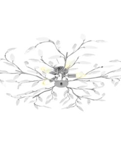 vidaXL Lustră cu brațe tip frunze cristal acrilic alb 5 becuri E14