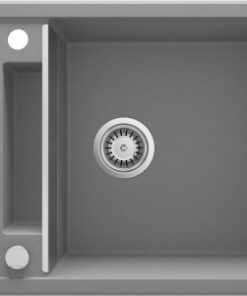 Chiuveta bucatarie compozit doua cuve si picurator, gri metalic, Deante Magnetic