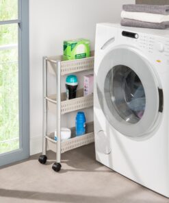 Alternative view of Set 2 etajere inguste cu roti pentru baie sau bucatarie, 16,5 x 64 x 54 cm